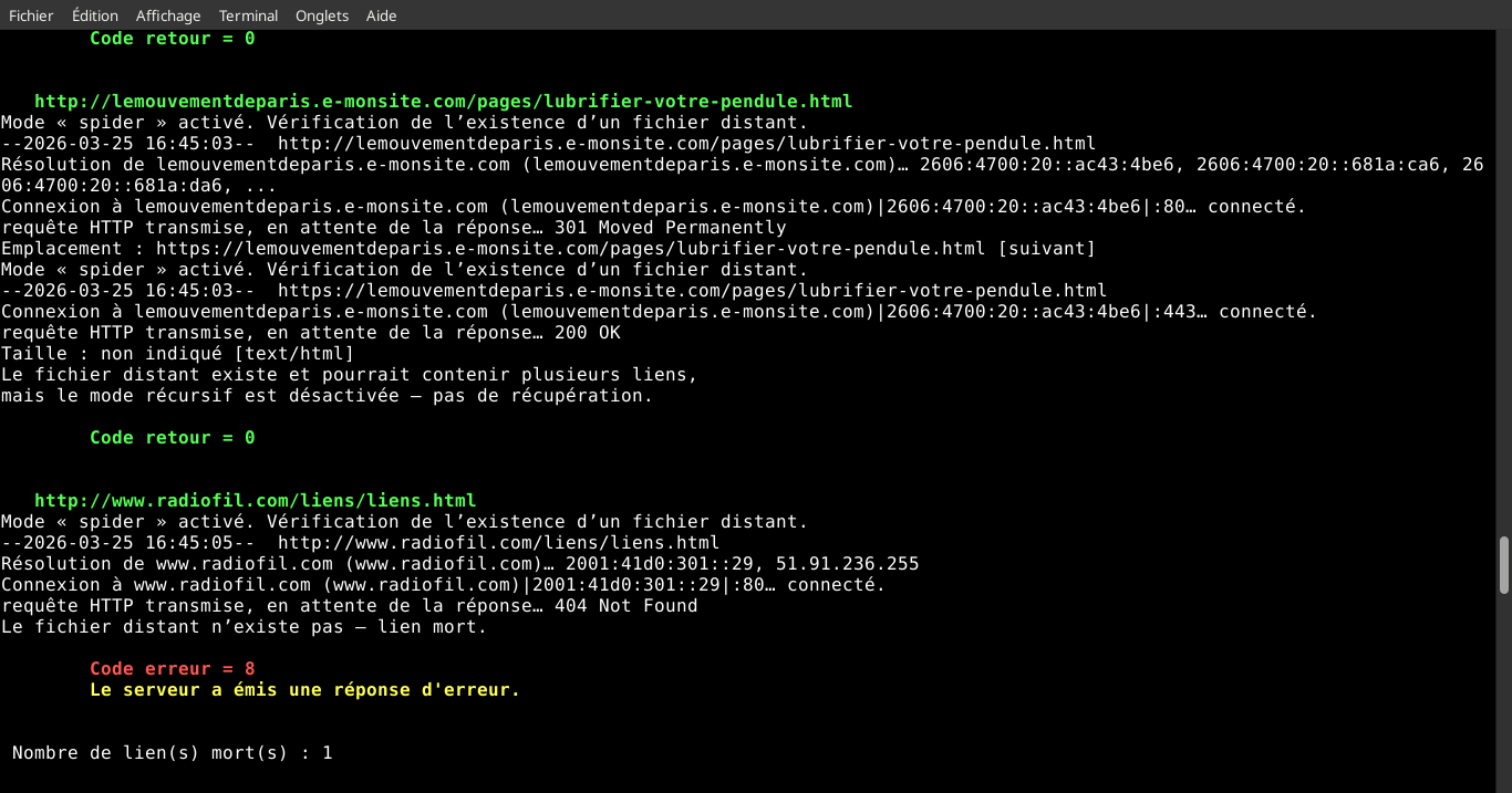 Capture d'écran : Résultats intermédiaires